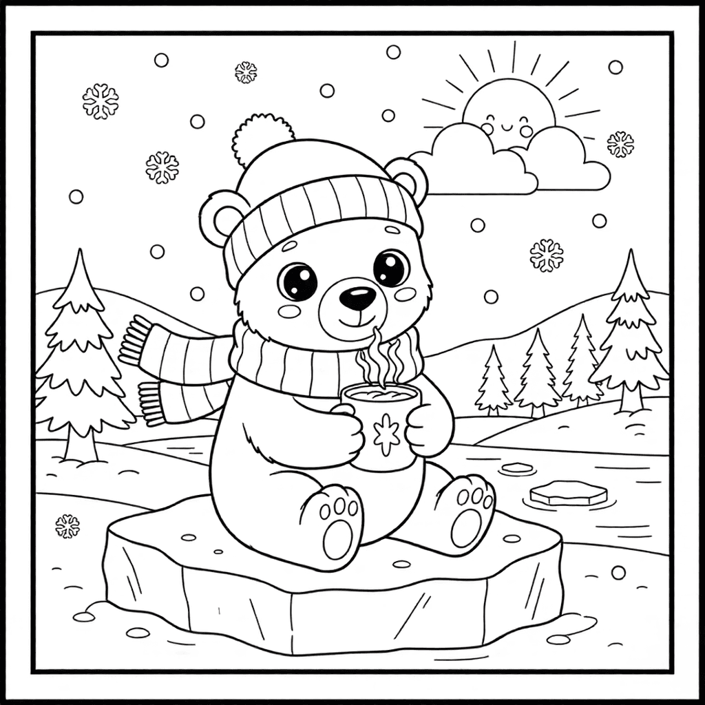 Polar Bear Drinking Hot Cocoa