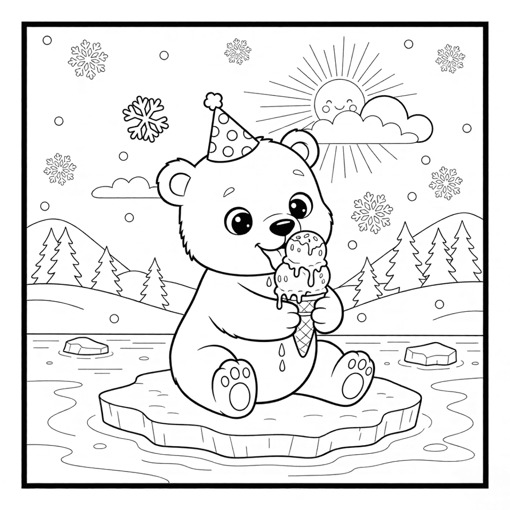 Polar Bear Eating Ice Cream
