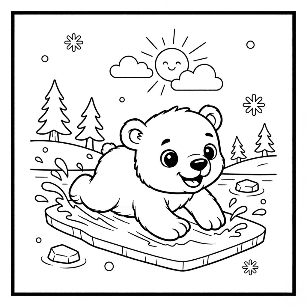 Polar Bear Sliding on Ice