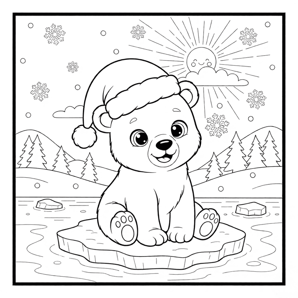 Polar Bear in a Santa Hat