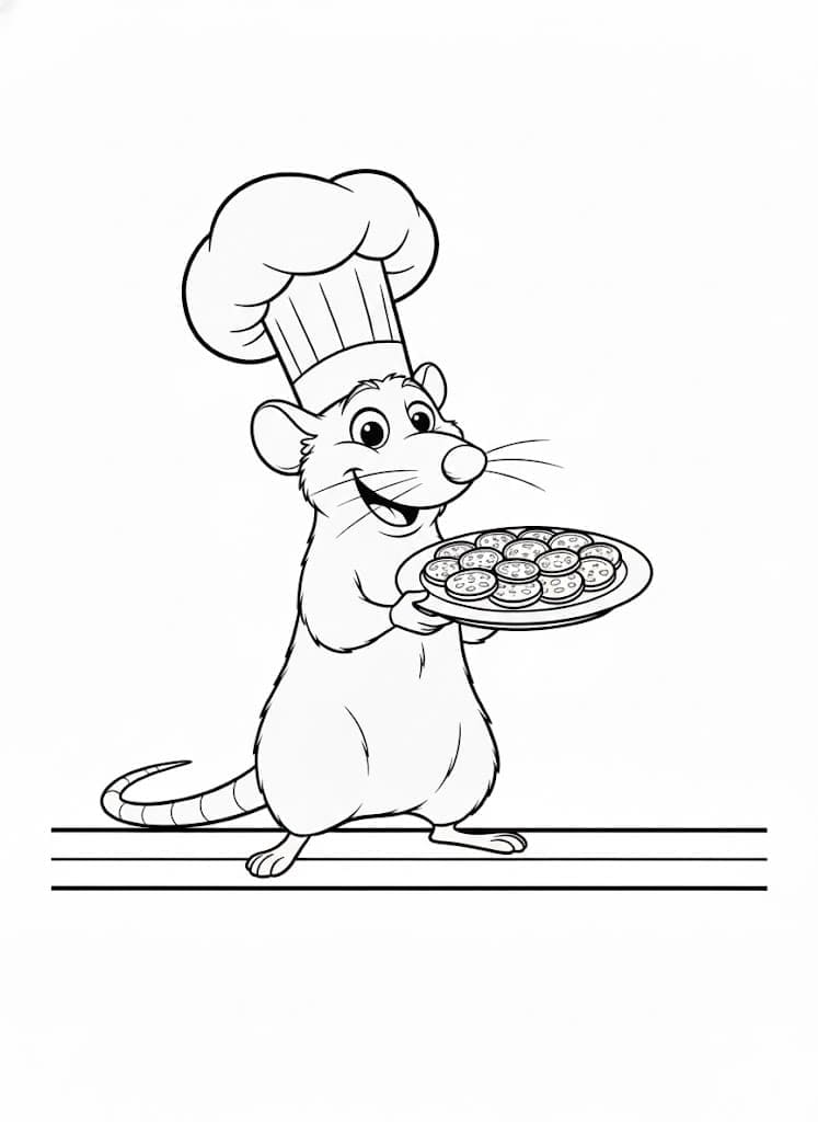 Remy holding a plate of food