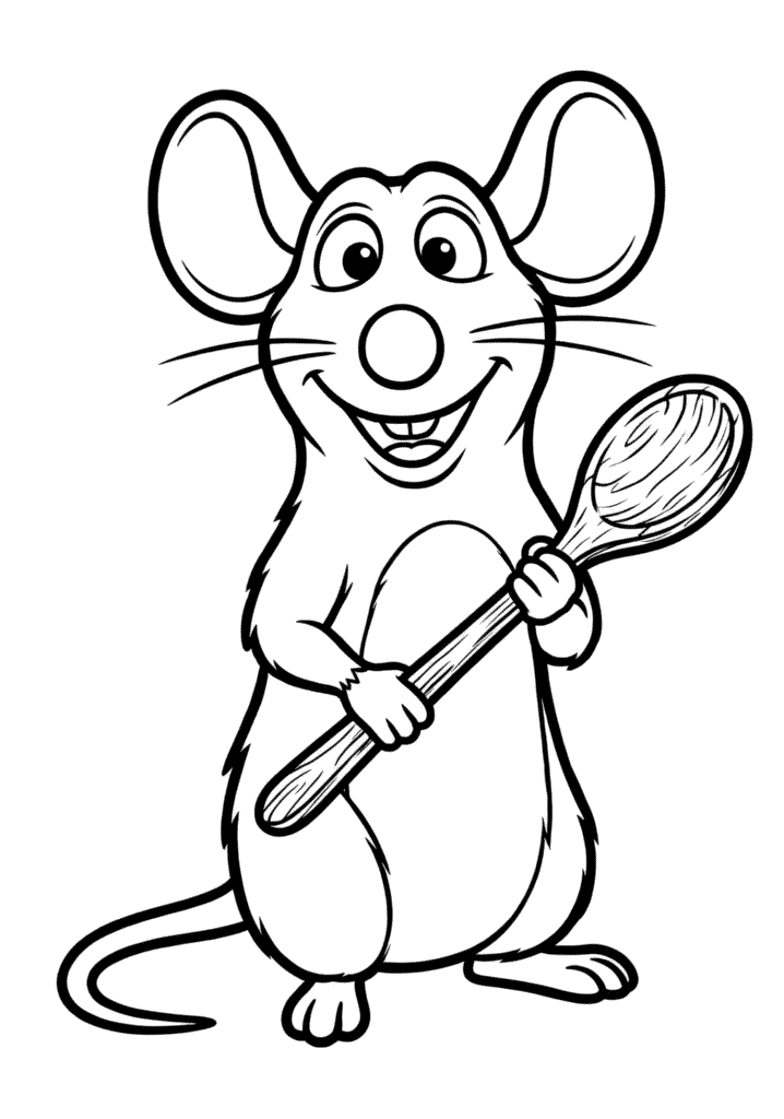 Remy holding a wooden spoon