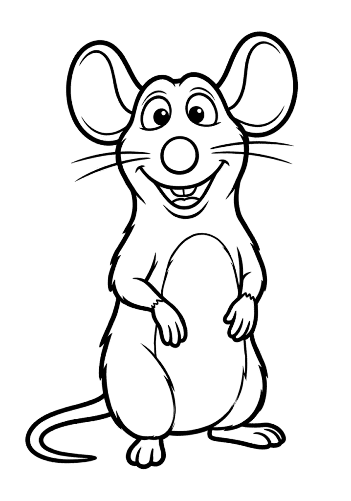 Remy smiling, standing upright